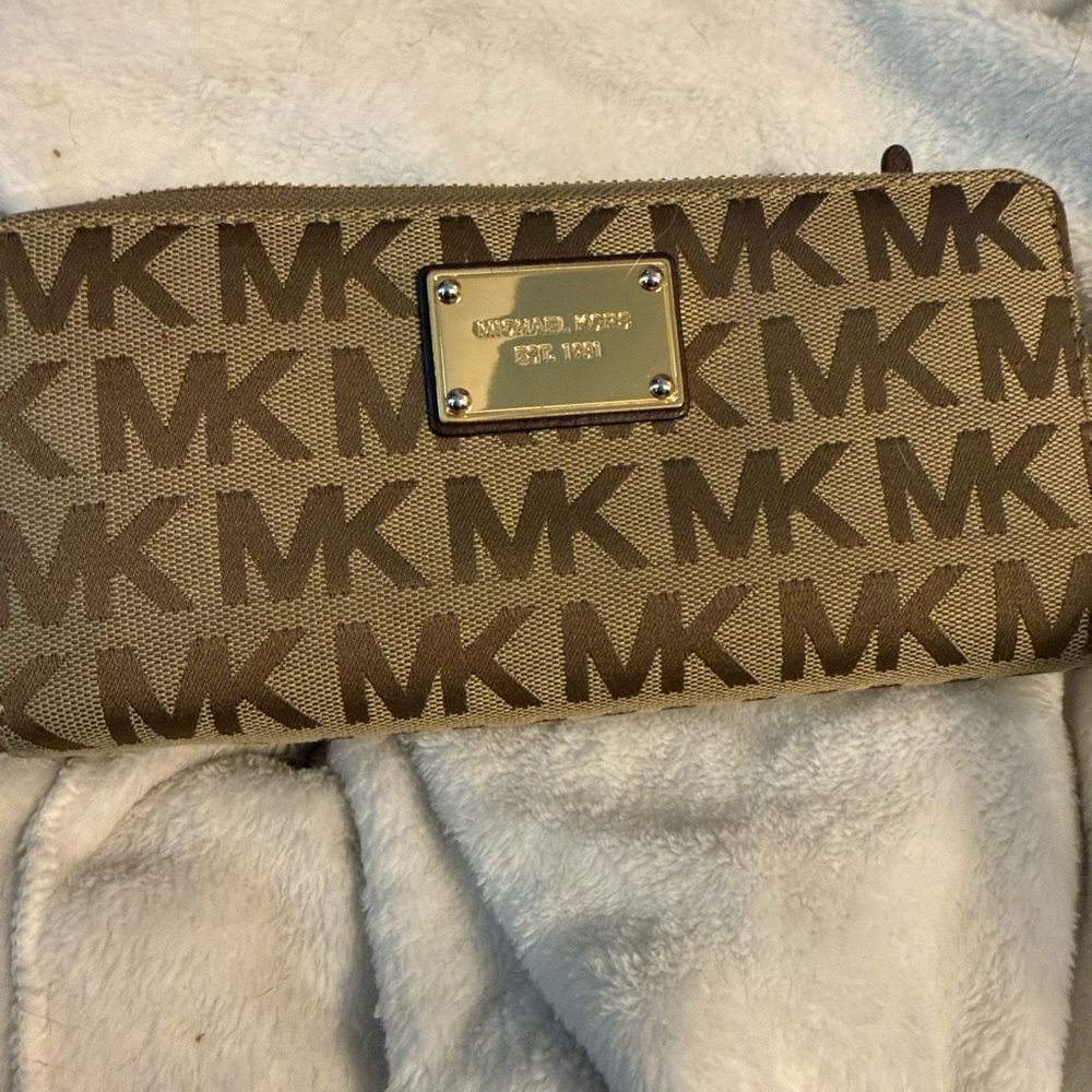 Michael Kors Tan and Brown Logo Wallet